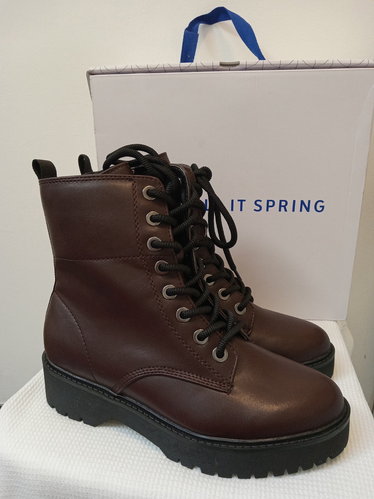 Call It Spring – Plateau Lace Up Combat Boot OXBLOOD / 8.5/ 100% Vegan leather