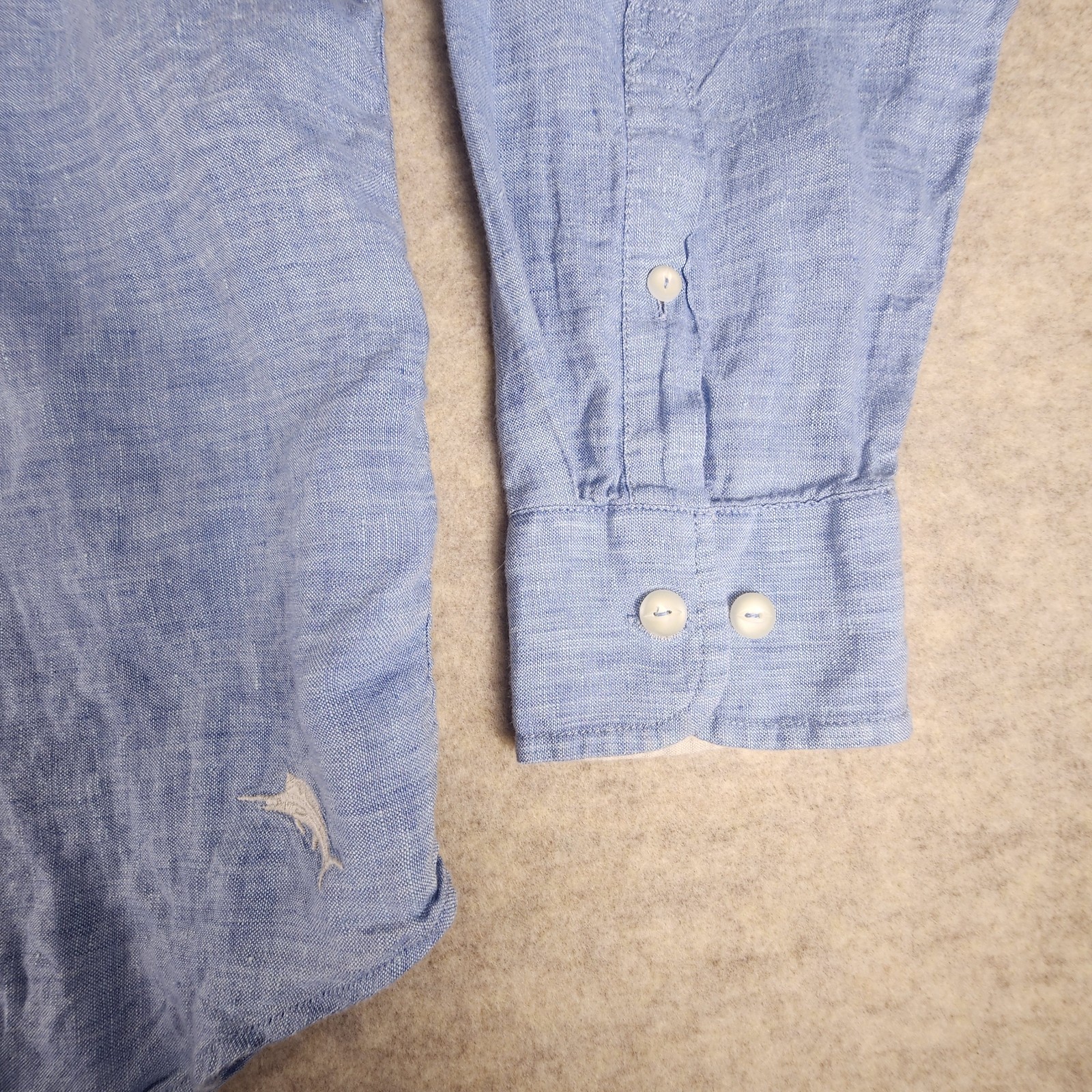 Tommy Bahama Relax Blue Linen Long Sleeve Button Down Shirt XL Beach Island Surf