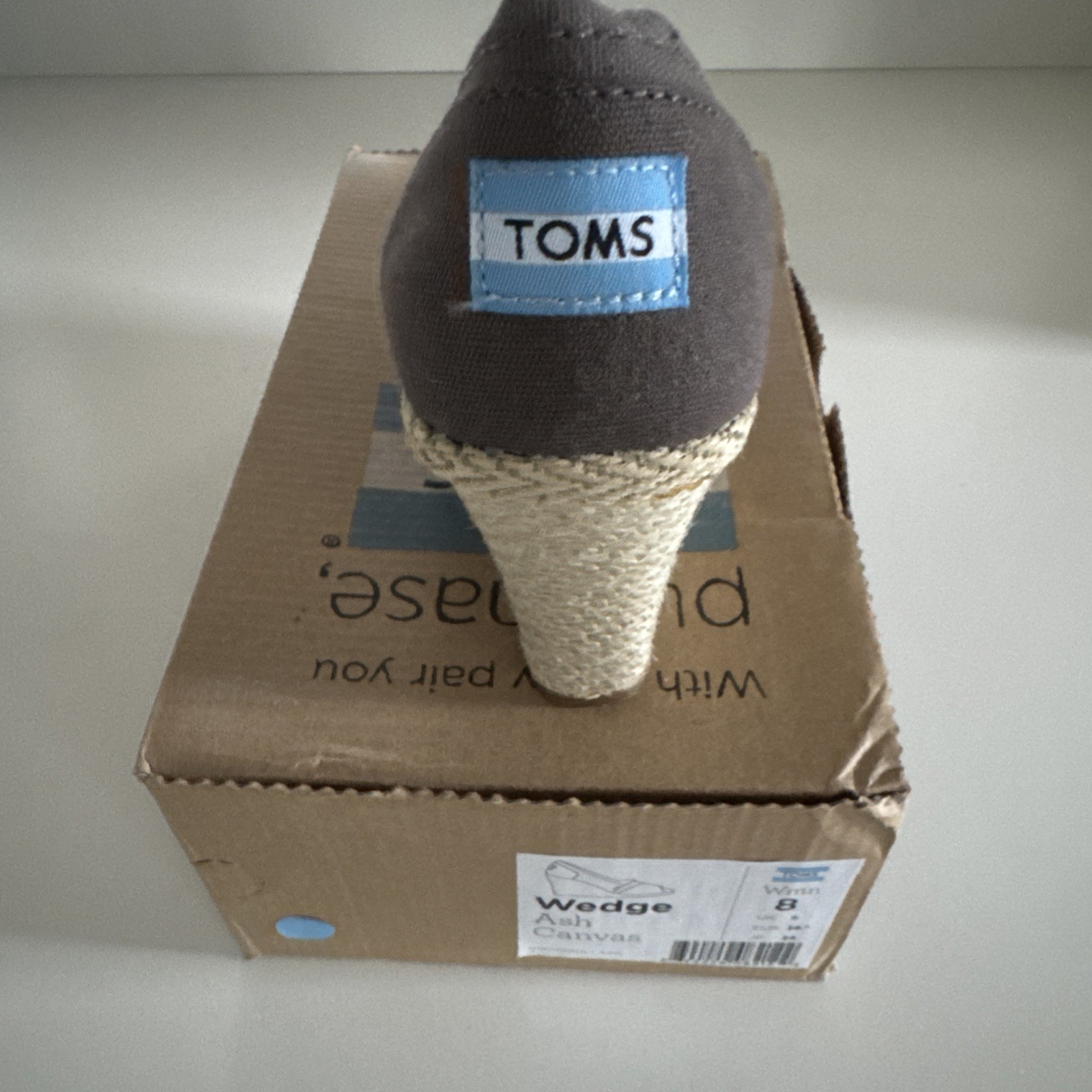 Toms Michelle Wedges Women’s 8 Ash Espadrille Sandal Peep Toe