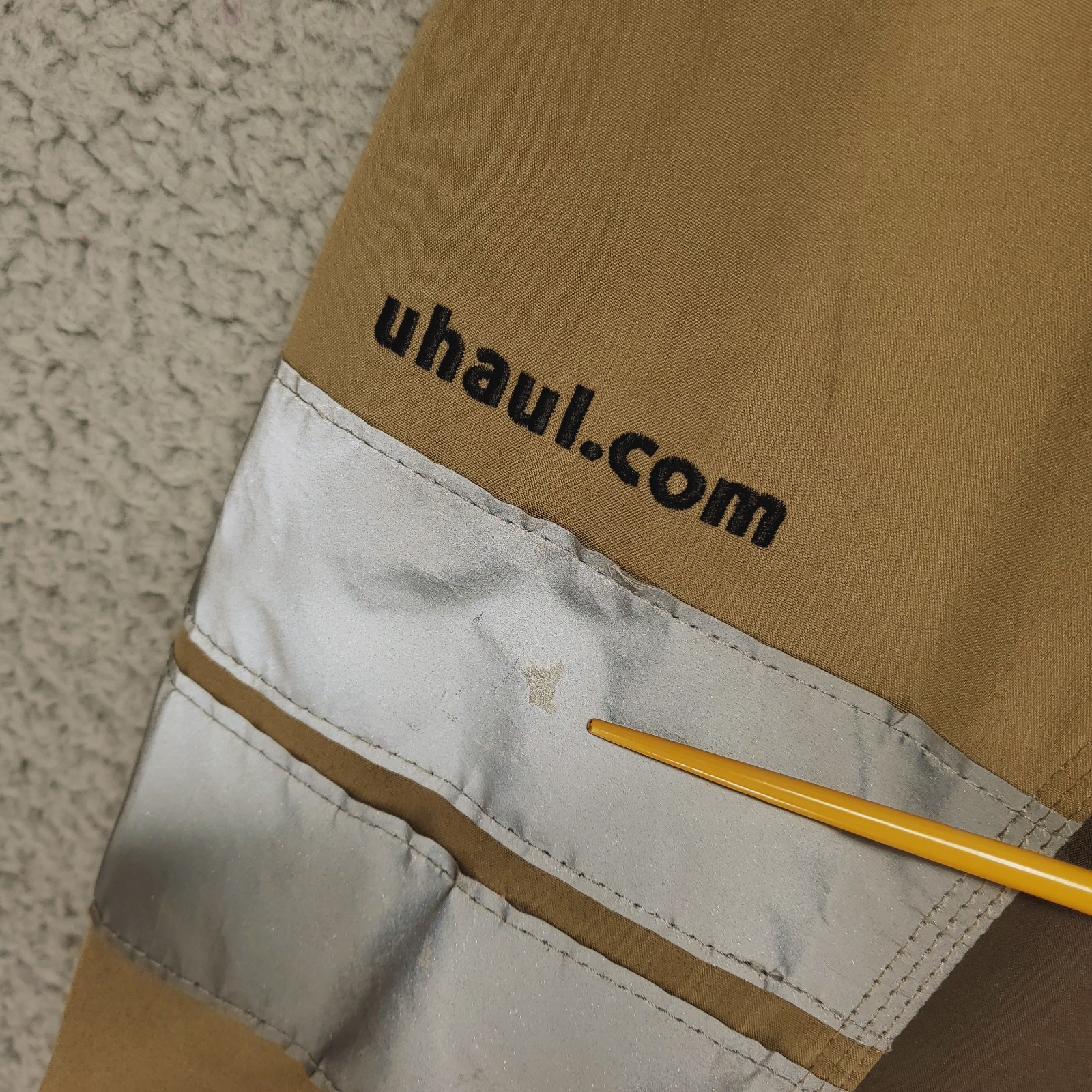 U-HAUL Jacket Mens XL Beige Brown Reflective Full Zip Softshell Workwear