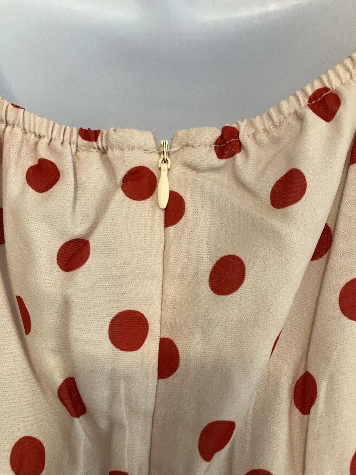 NWT’s LISA SAYS GAH THE SUZY DRESS Polka Dot Beige/Red Mini Designer SZ XS