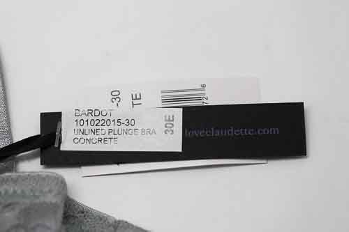 New Claudette Bardot Unlined Plunge Bra Color Concrete Gray Women’s Intimate Bra