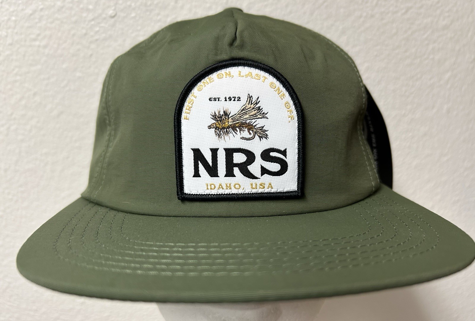 NWT NRS Fly Fishing Rafting Snapback Hat First One On Last One Off Idaho USA