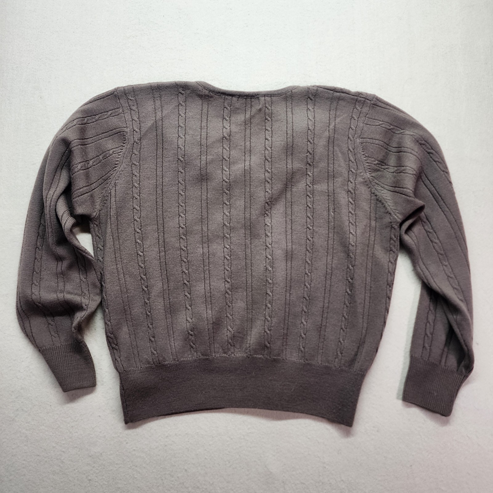Pierre Cardin Womens Cardigan Medium Brown 100% Merino Wool Button Front Classic