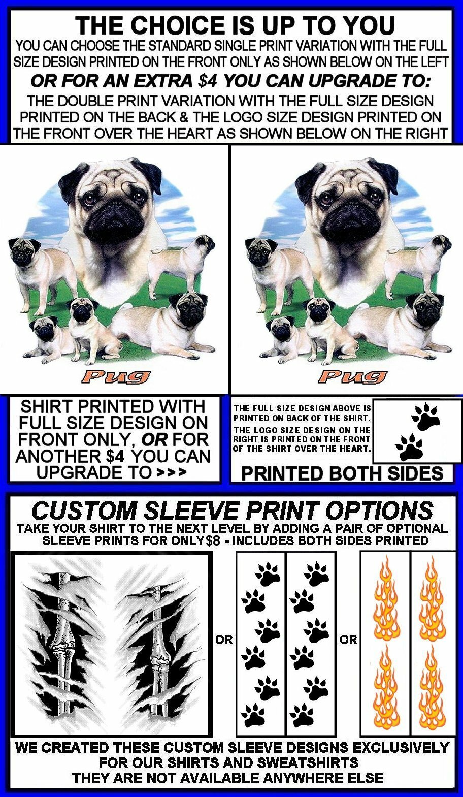 BEAUTIFUL PUG SHOW DOG ART GROUP T-SHIRT WS719
