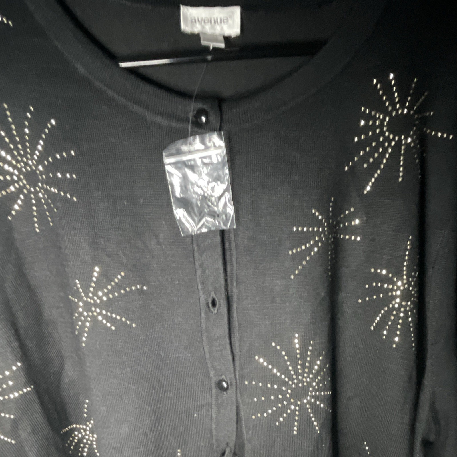 Black Knit Button-Front Rhinestone Starburst Cardigan Sweater Juniors 2XS