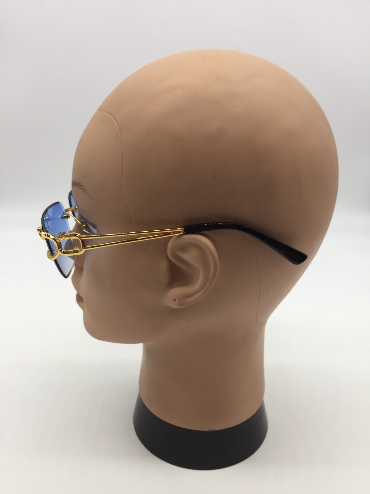Cartier Rimless Designer Gold Sunglasses Frame 59-15-120 Blue Lens