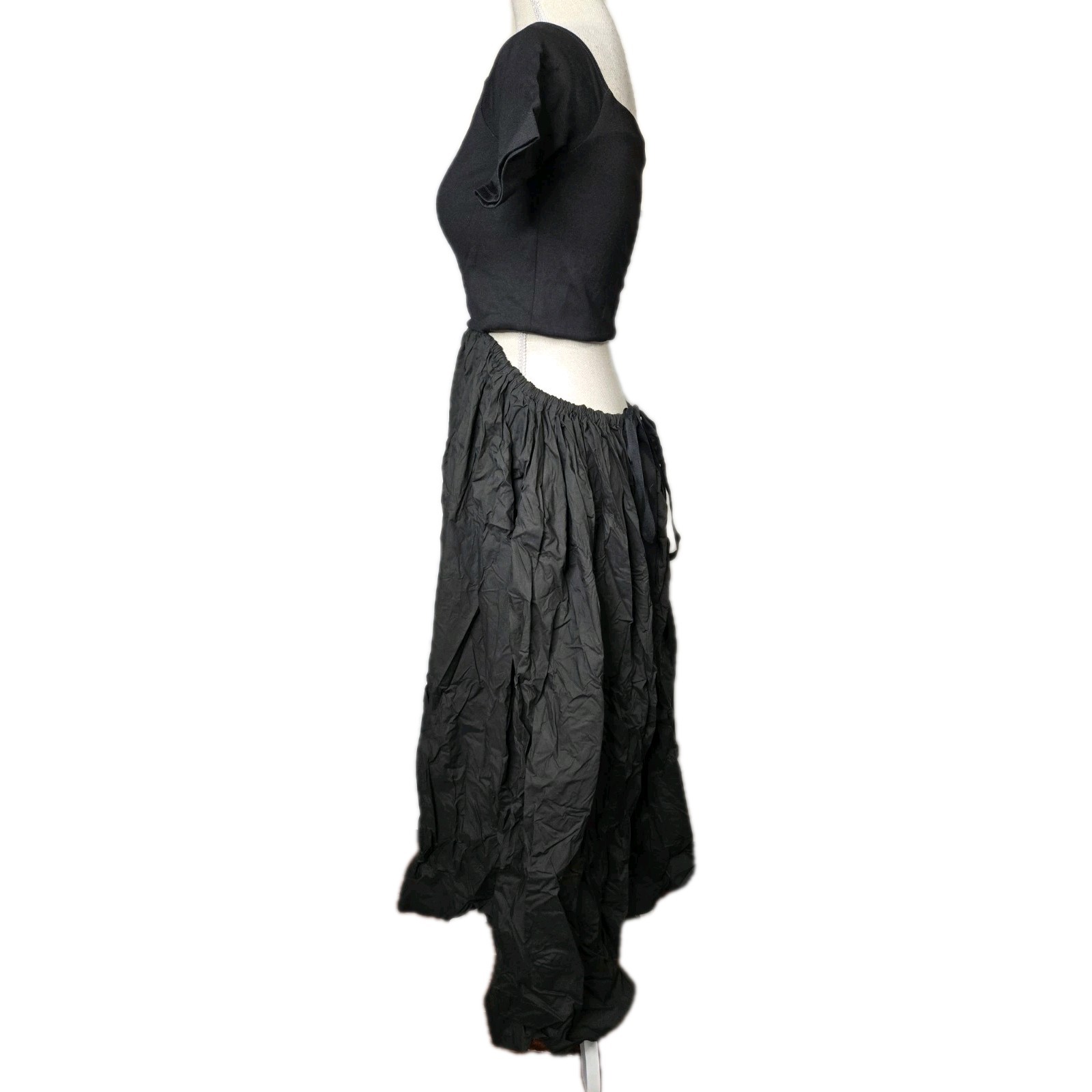Kallmeyer New York Black Dress Solid Top With Crinkle-textured Bottom S/M NWT