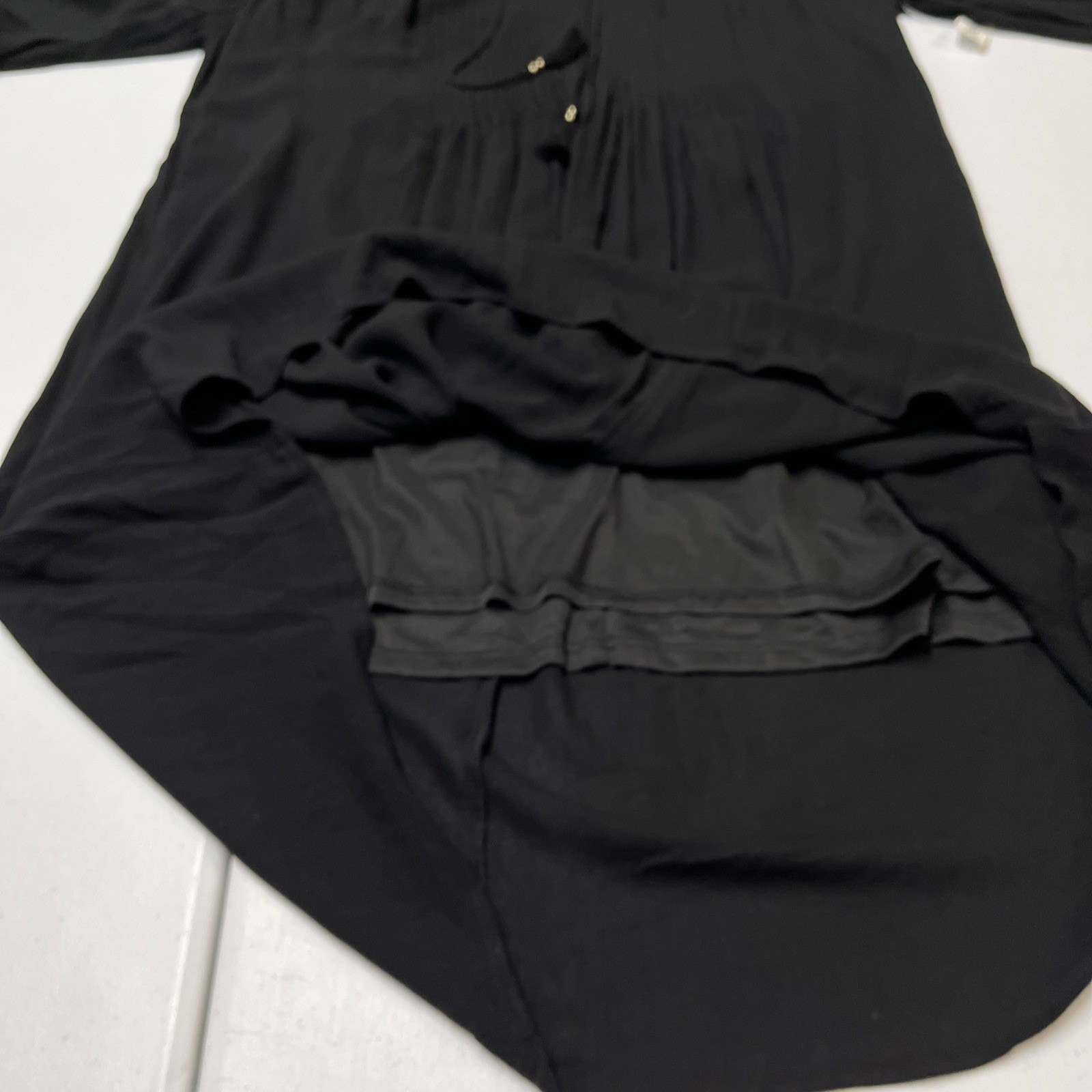Old Navy Dress Black Pleated Shift Midi Tassel V Neck Size L Wedding Guest Event