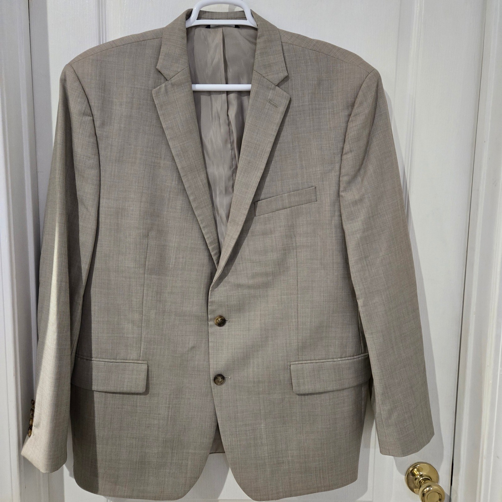 Ralph Lauren Blazer Men 48R Tan 100% Wool Natural Stretch Sport Coat VTG Union