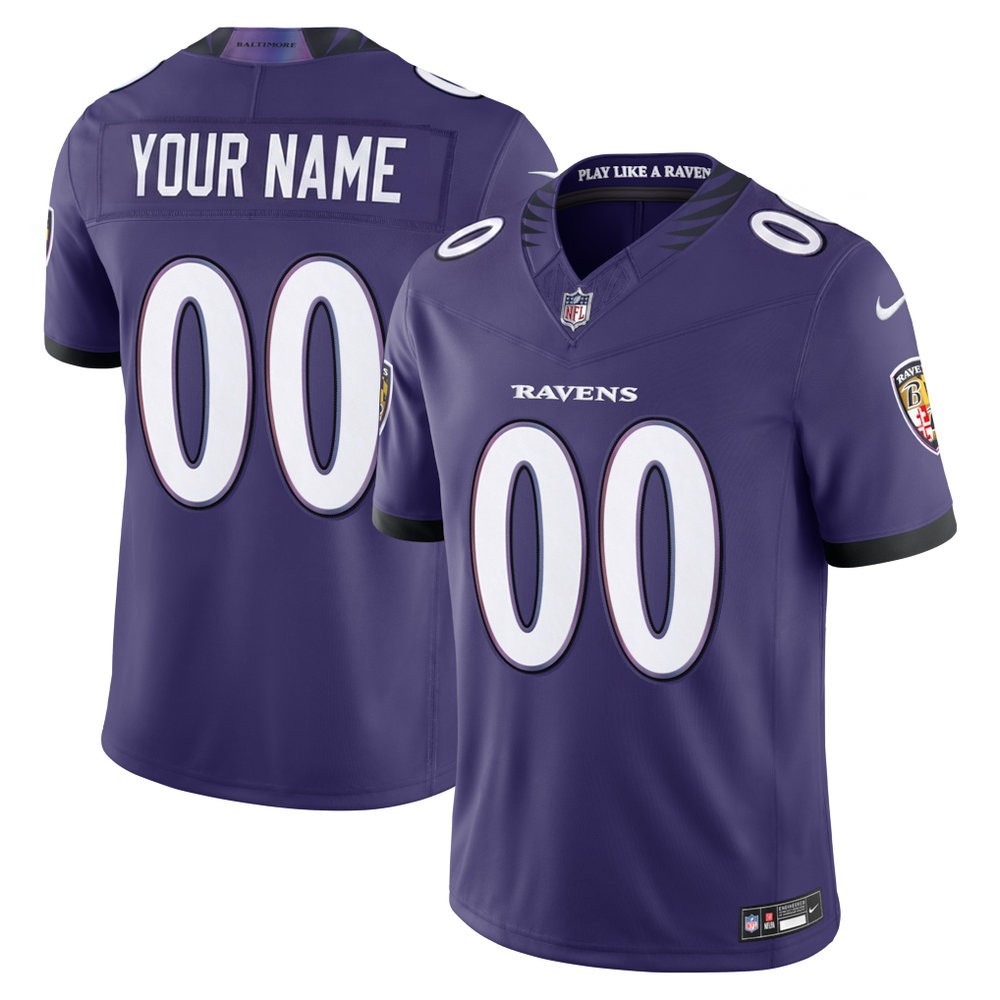 Custom Nike Baltimore Ravens Vapor F.U.S.E. Limited Full Stitched Purple Jersey