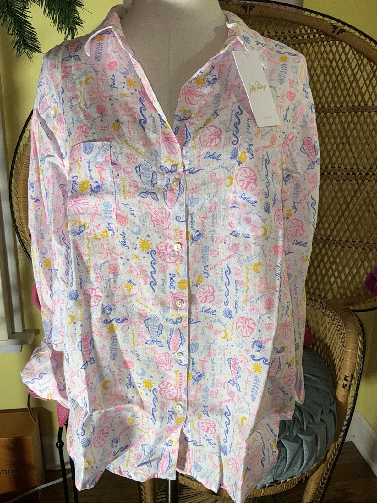 Lilly Pulitzer NWT Sea View Button Down Top Summer Serenade Size L,XL,XXL