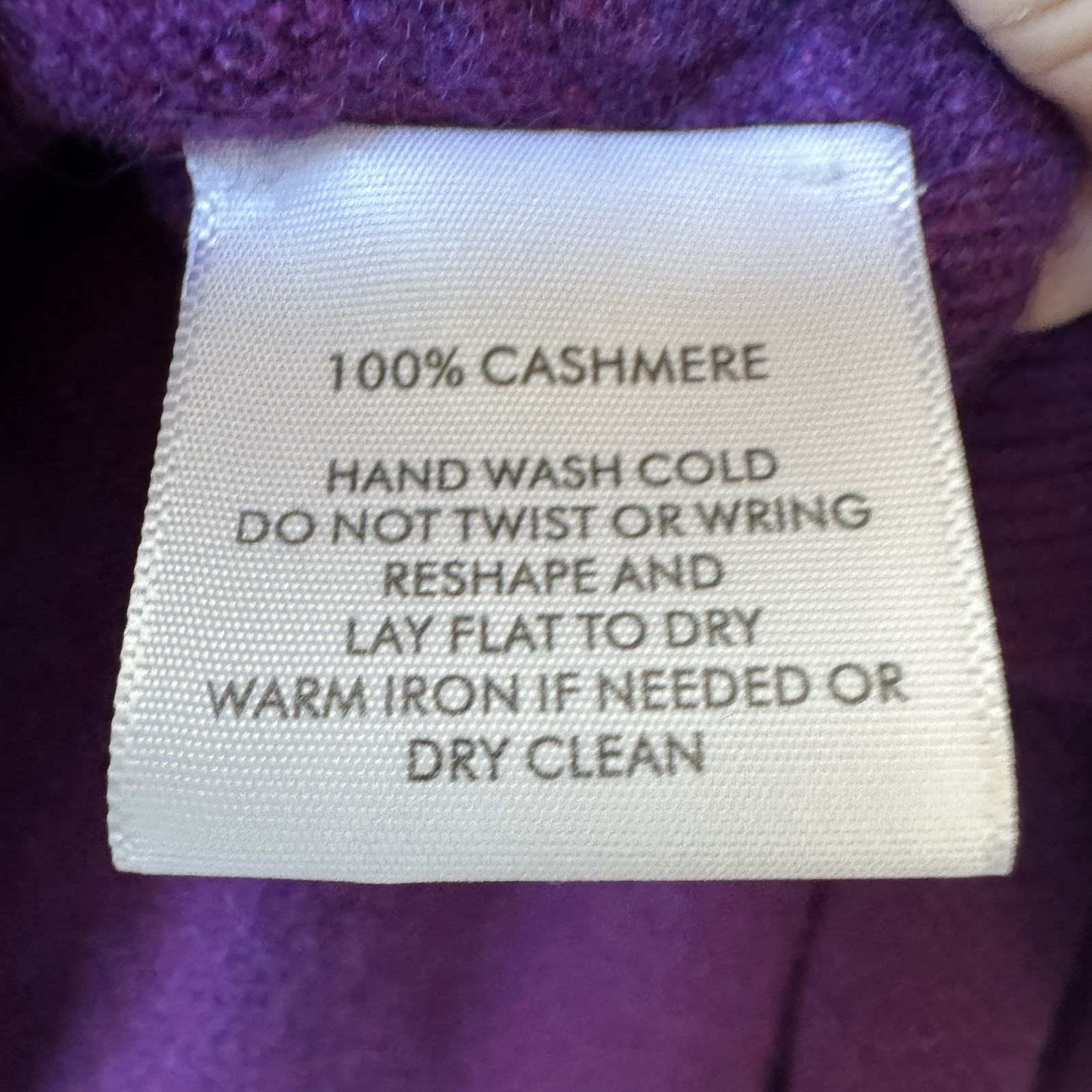 White + Warren Purple Cashmere Sweater Cowl Neck Size Large Long Tunic Luxe