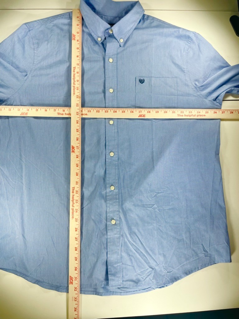 CHAPS RALPH LAUREN Men’s 2XL Button Shirt Lt Blue White Long Sleeve Cotton Blend