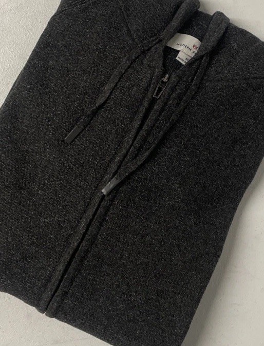 MODERN AMBITION Mens Full Zip Hooded Sweater Hoodie Jacket DARK GRAY MEDIUM