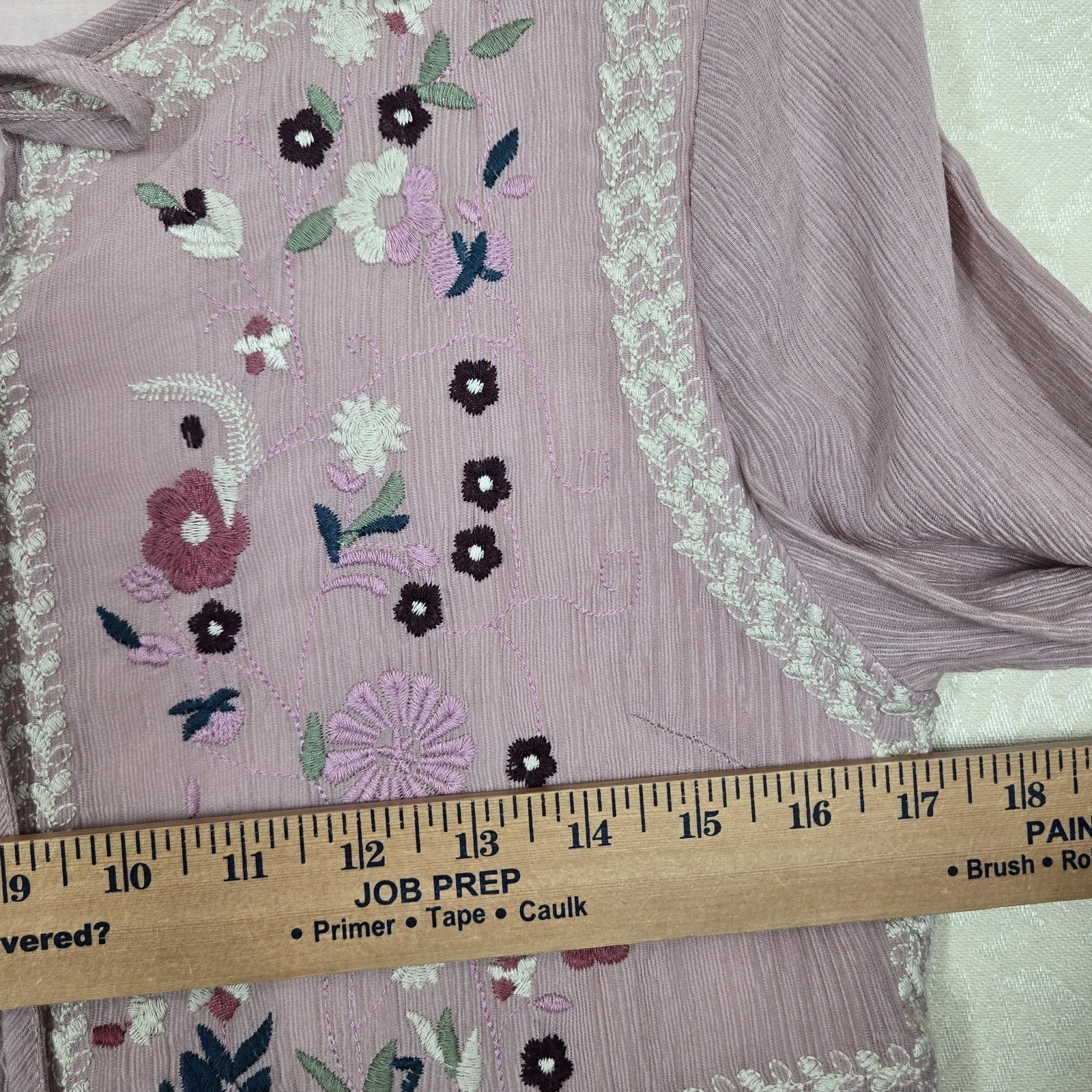 Orange Creek Embroidered Midi Dress XS/S Pink Boho Cottage Romantic Feminine