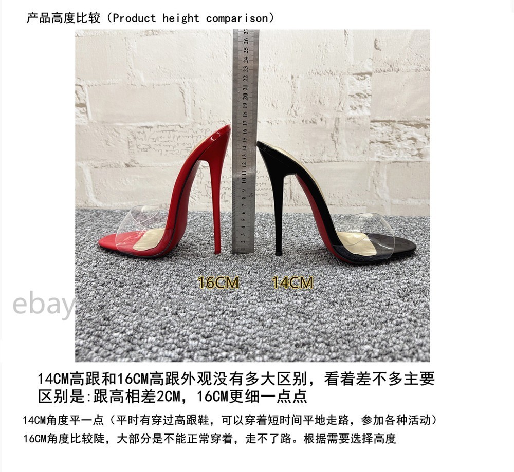 Women 14cm Super High Heel Transparent Sandals Slippers Sexy Large Size Shoes