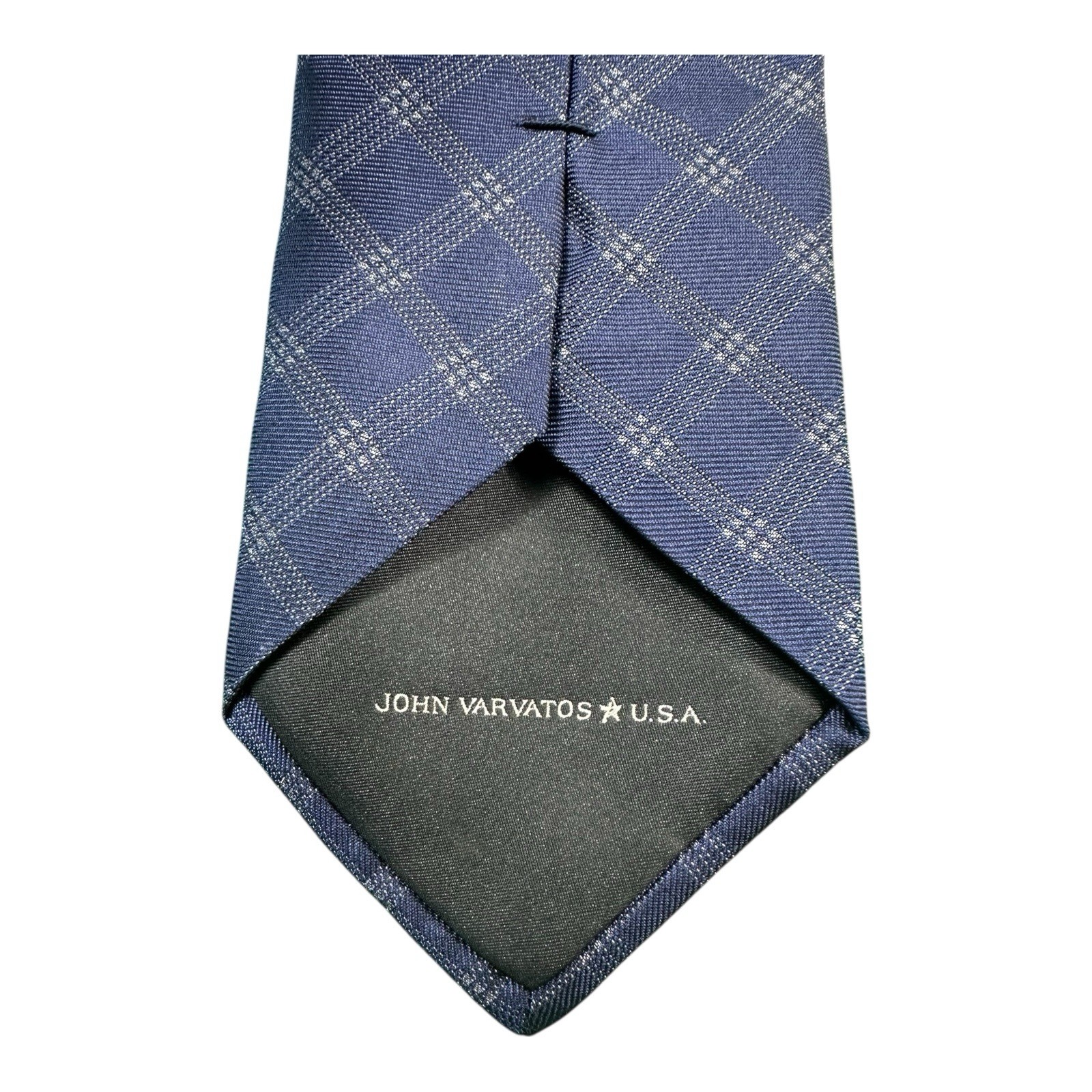 John Varvatos Blue Checked Pure Silk Men’s Tie 3.25 Inch