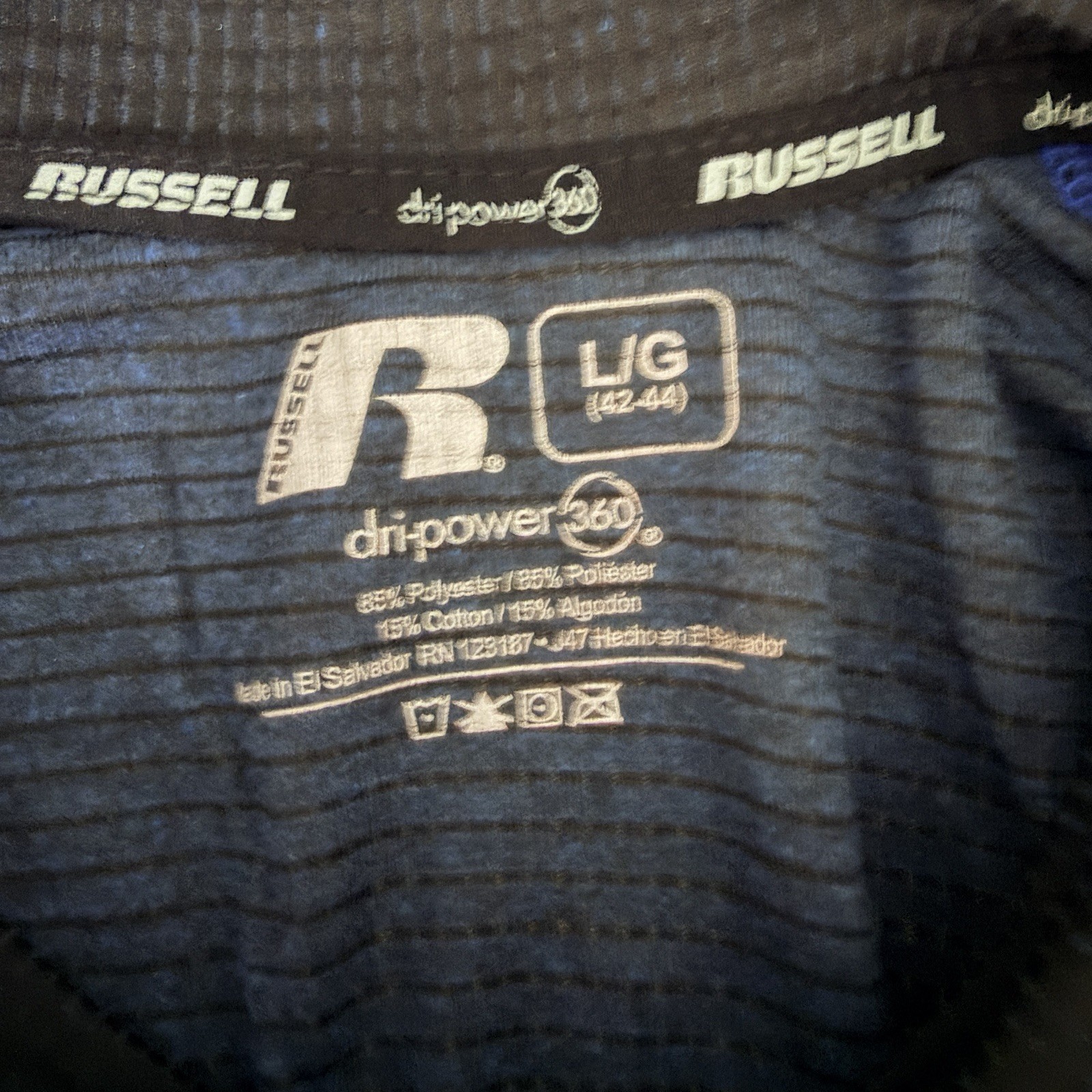 Mens Russell Dri Power 360 Long Sleeve Training Shirt Black Blue Size Large