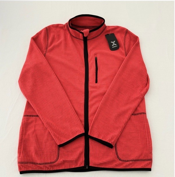 NWT Xersion Boys Full Zip Grid Fleece Jacket Radiant Coral Mock Neck 10-12 Husky