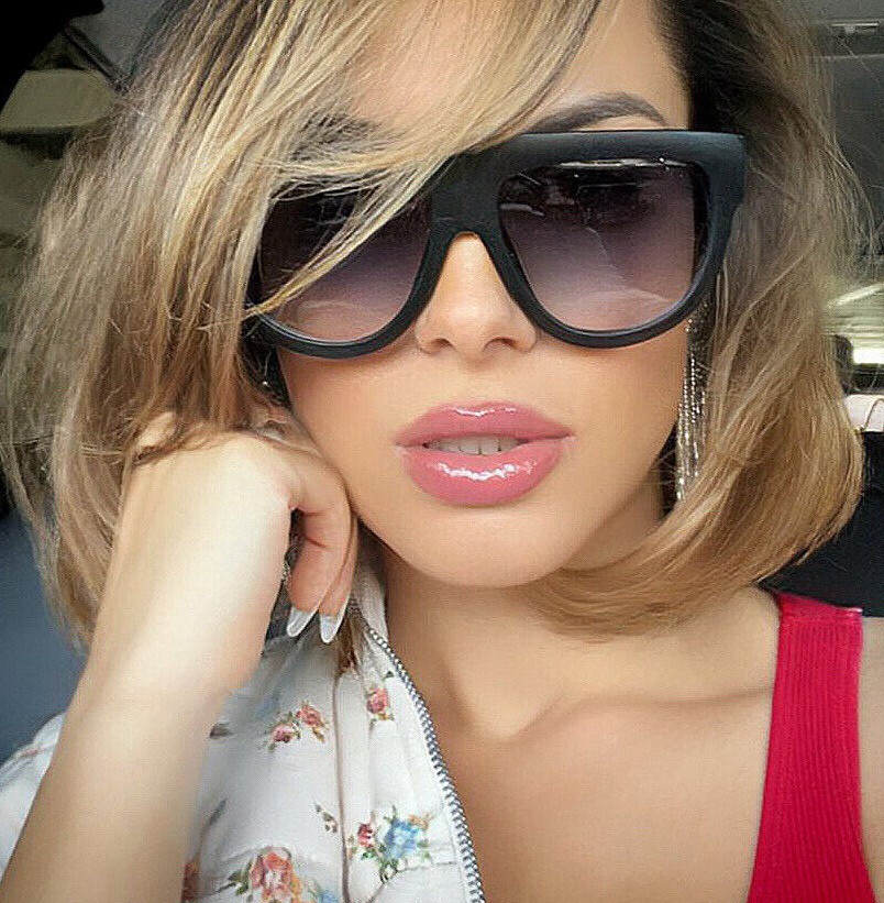 TEARDROP Ombre Gradient Two Tone Flat Top BLACK BROWN Ombre Sunglasses GAFAS