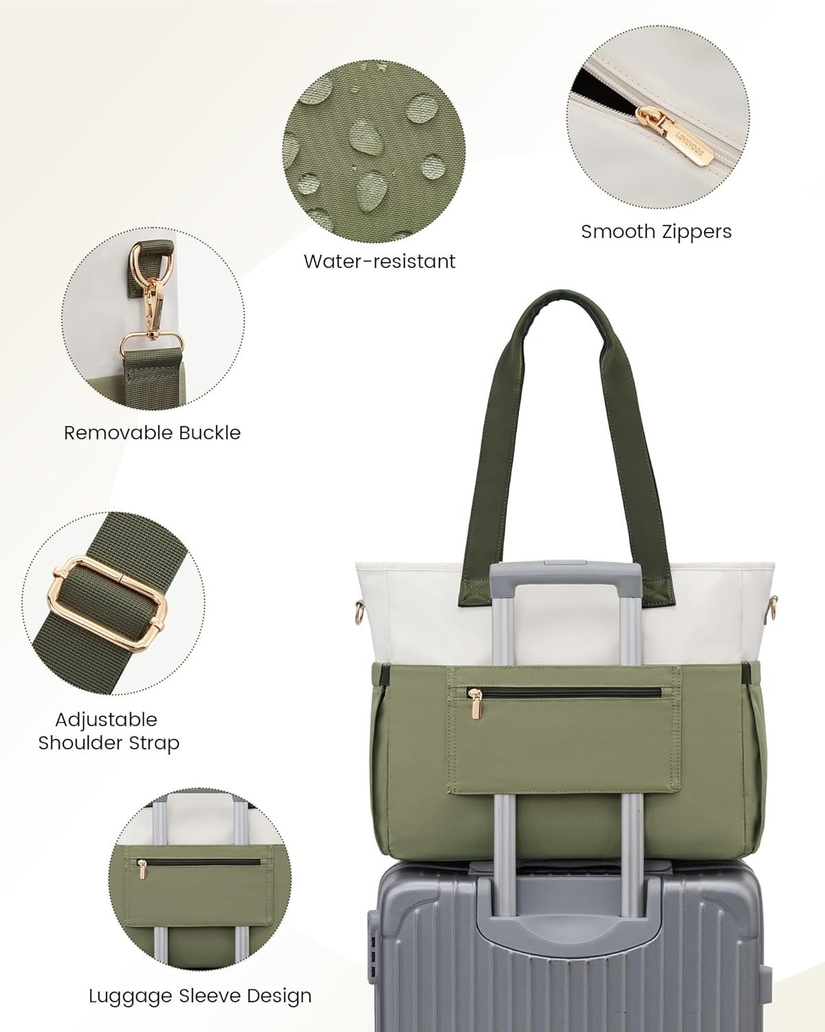 Functional Teacher Tote Bag – Stylish 15.6 Inch Laptop Bag with Luggage Sleeve