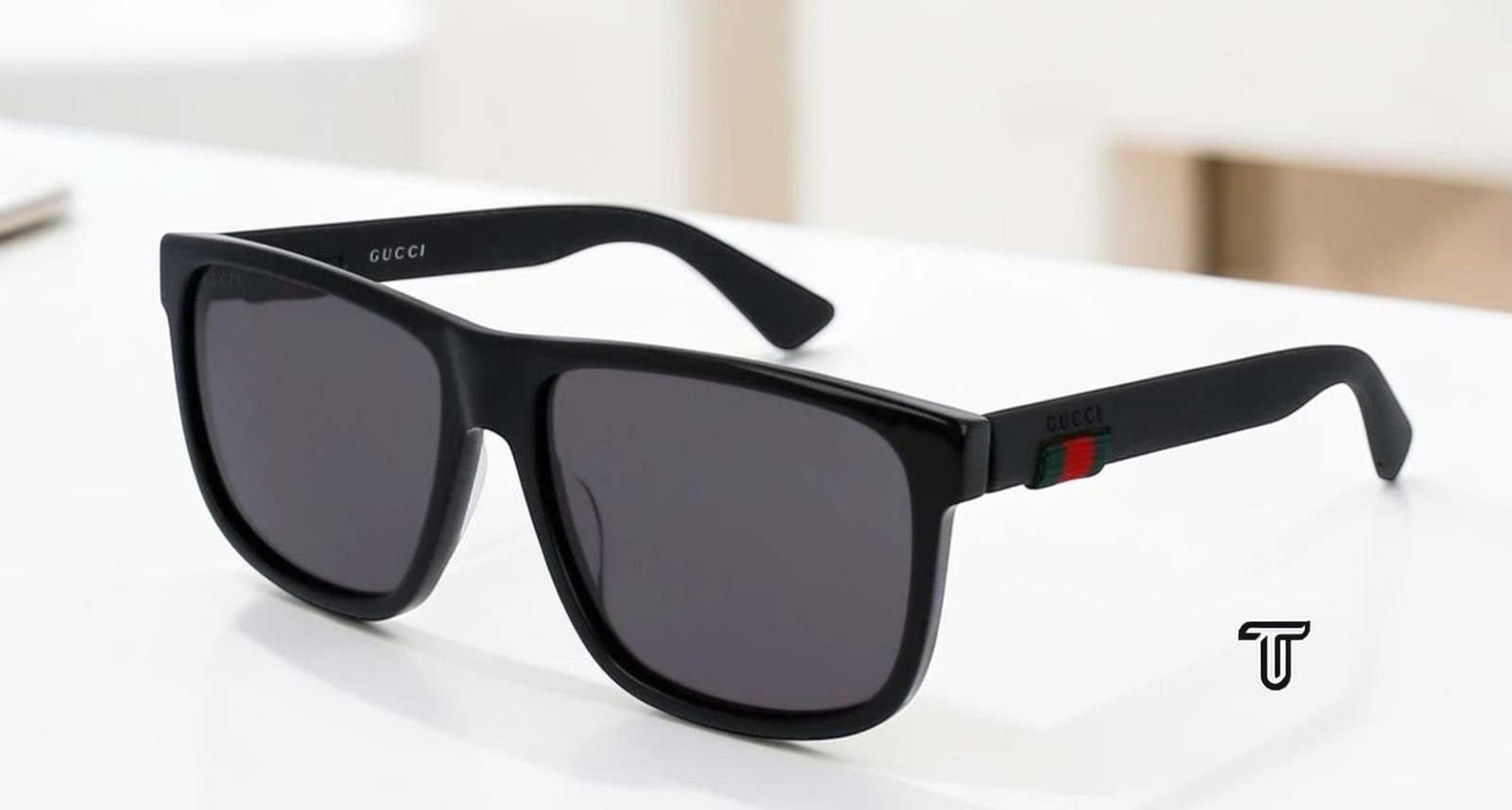 GUCCI GG0010S 001 Rectangular Square Black Grey 58 mm Men’s Sunglasses
