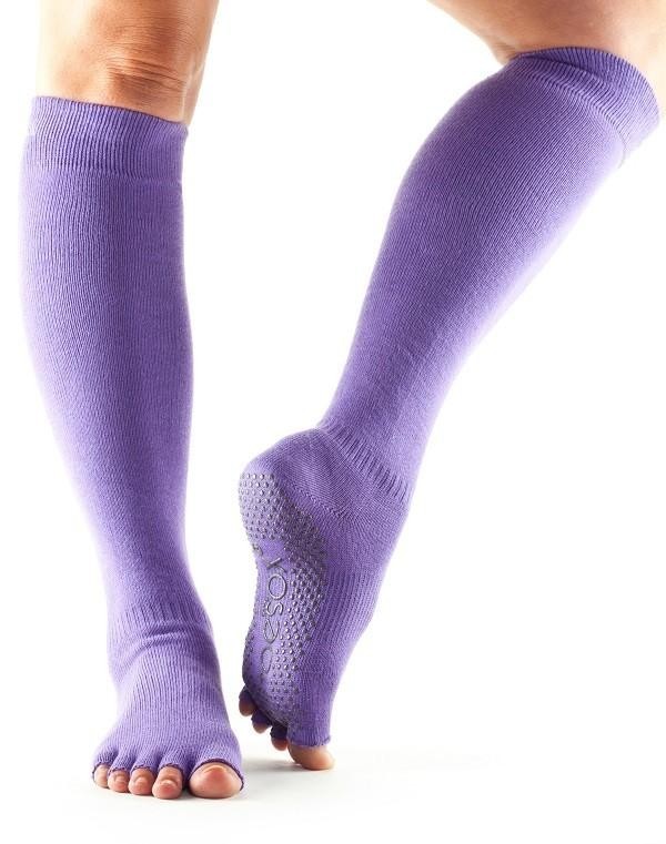 Toesox Scrunch Knee High Grip Socks Yoga Pilates Dance Multiple Colors, S or M