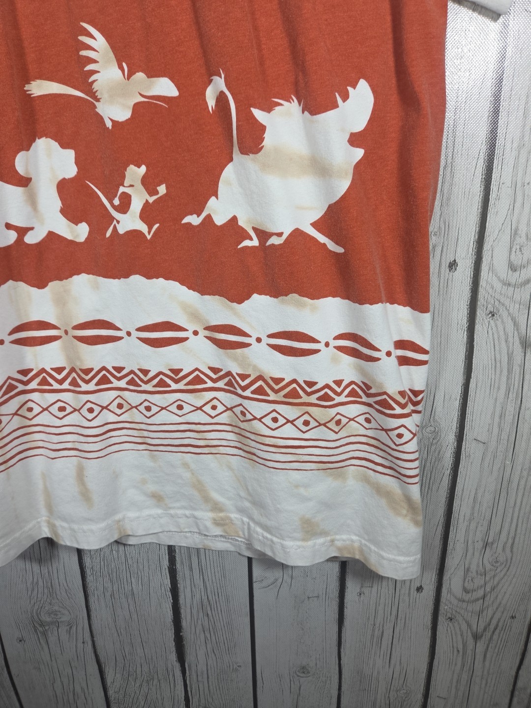 Disney The Lion King TShirt White Orange Size XL Tye Dye Simba Timon Pumba Print