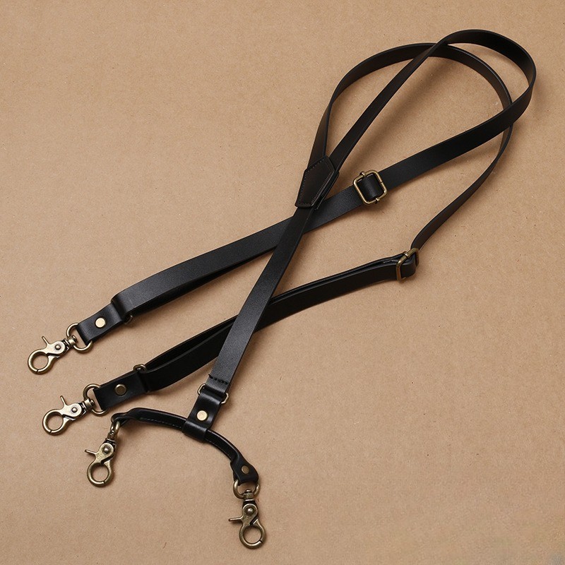 Genuine Leather Straps Braces Men’s British Suspenders Hook Buckle Adjustable