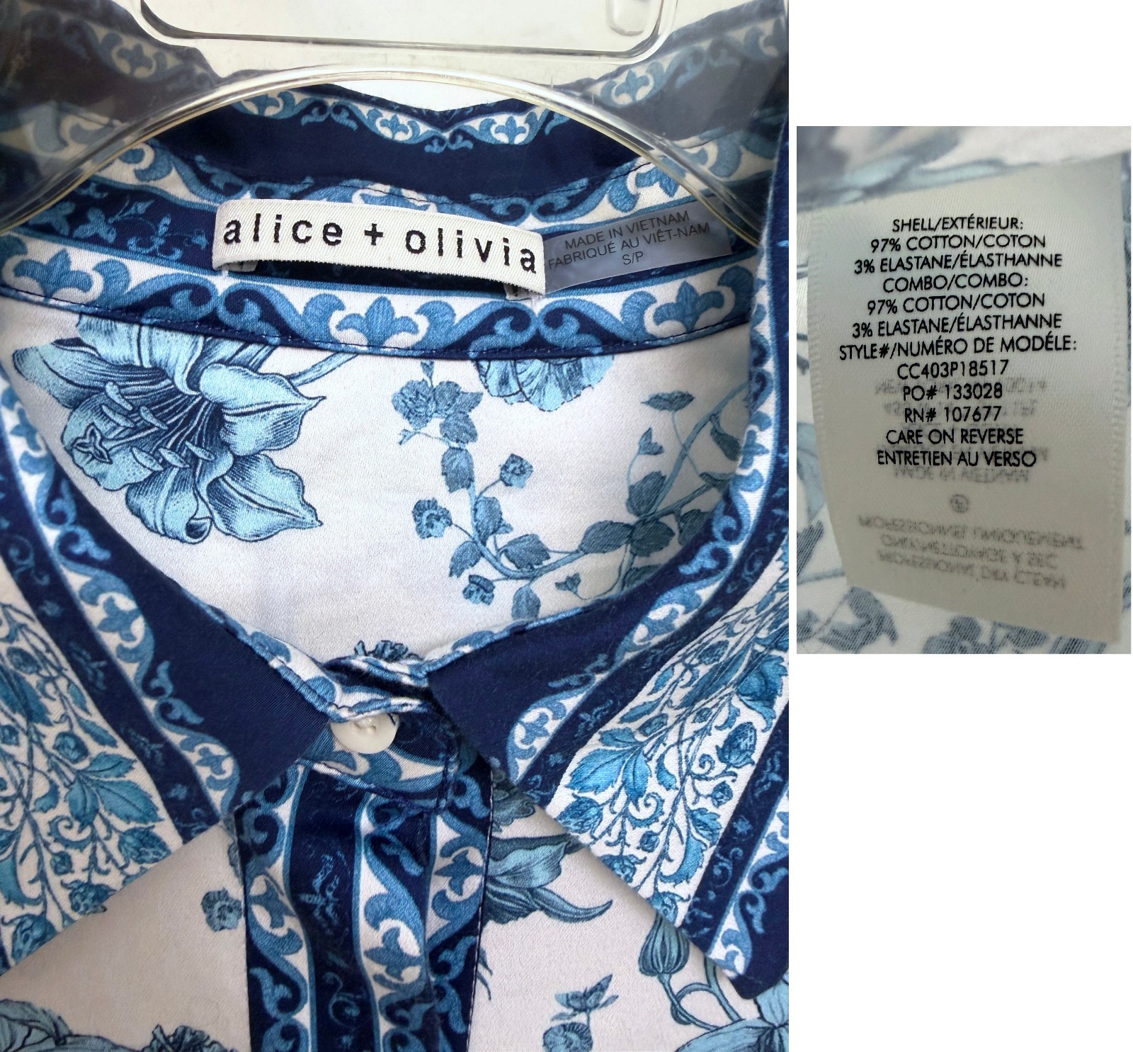Alice + Olivia Tanika Je L’adore Spring Sky Maxi Shirt Dress Blue Floral Belt S
