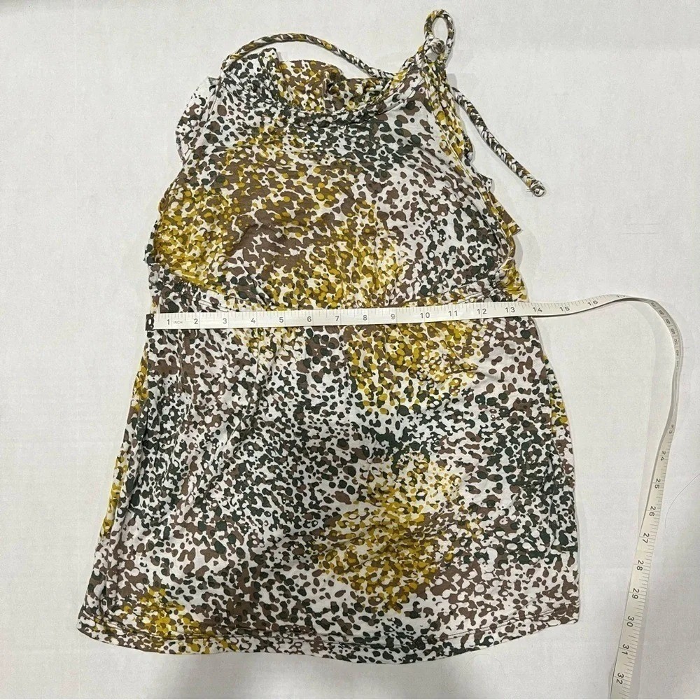 Banana Republic Ruffle Halter top Medium Abstract Print Open Back