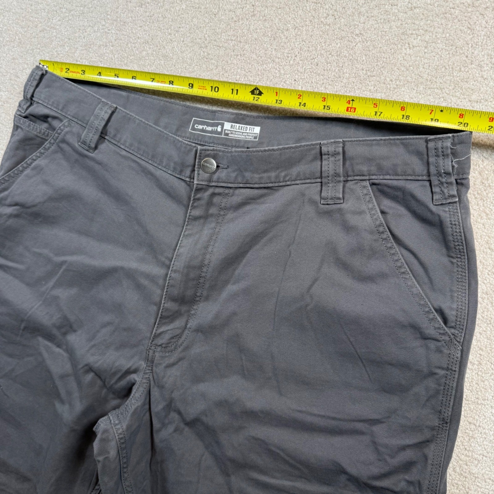Carhartt Canvas Work Pants Mens 42×32 Gray Rugged Flex Relaxed Fit 102291 039