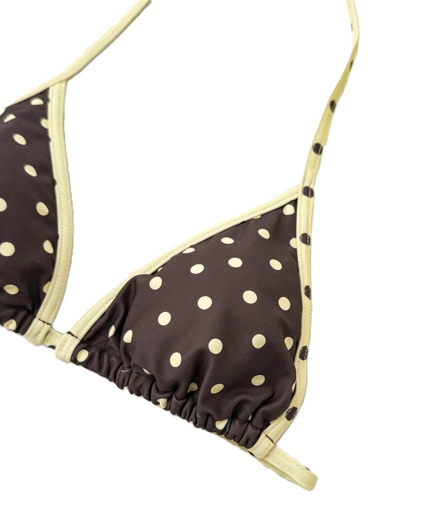 YOUR CHOICE BROWN POLKA DOTSY BIKINI or ONE PIECE SWIMSUIT size 10 13 14