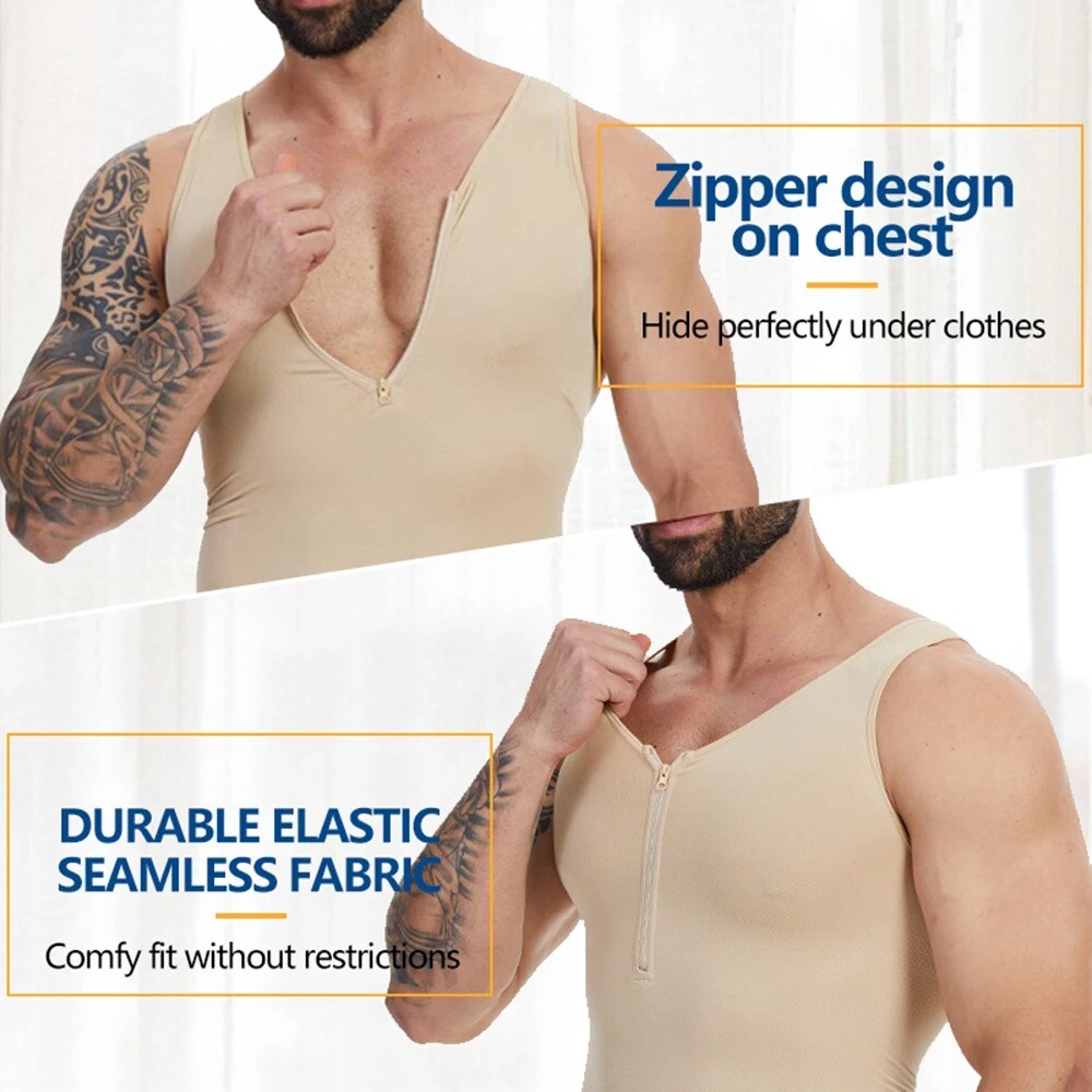 Men Bodysuits Shapewear for Tummy Control Compression Shirts Full Body Shaper US