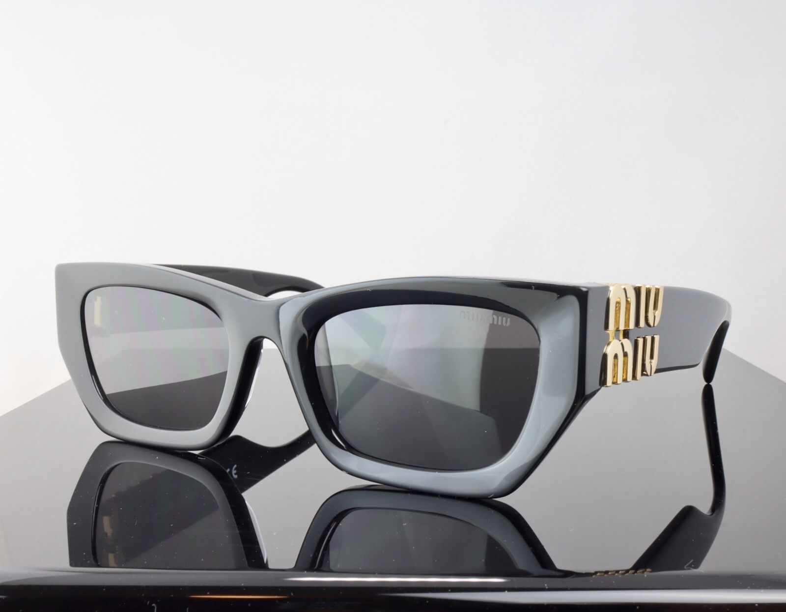 Miu Miu Glimpse SMU09W Black / Grey Lens Rectangle Oversized Sunglasses 100% UV