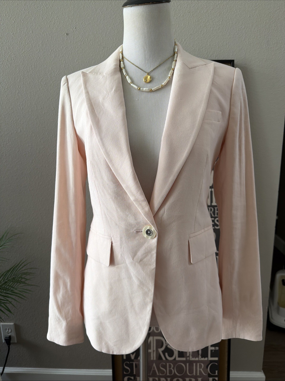 Veronica Beard Cutaway Dickey Jacket Blazer NWT Linen Blend $648 Pink Haze 00
