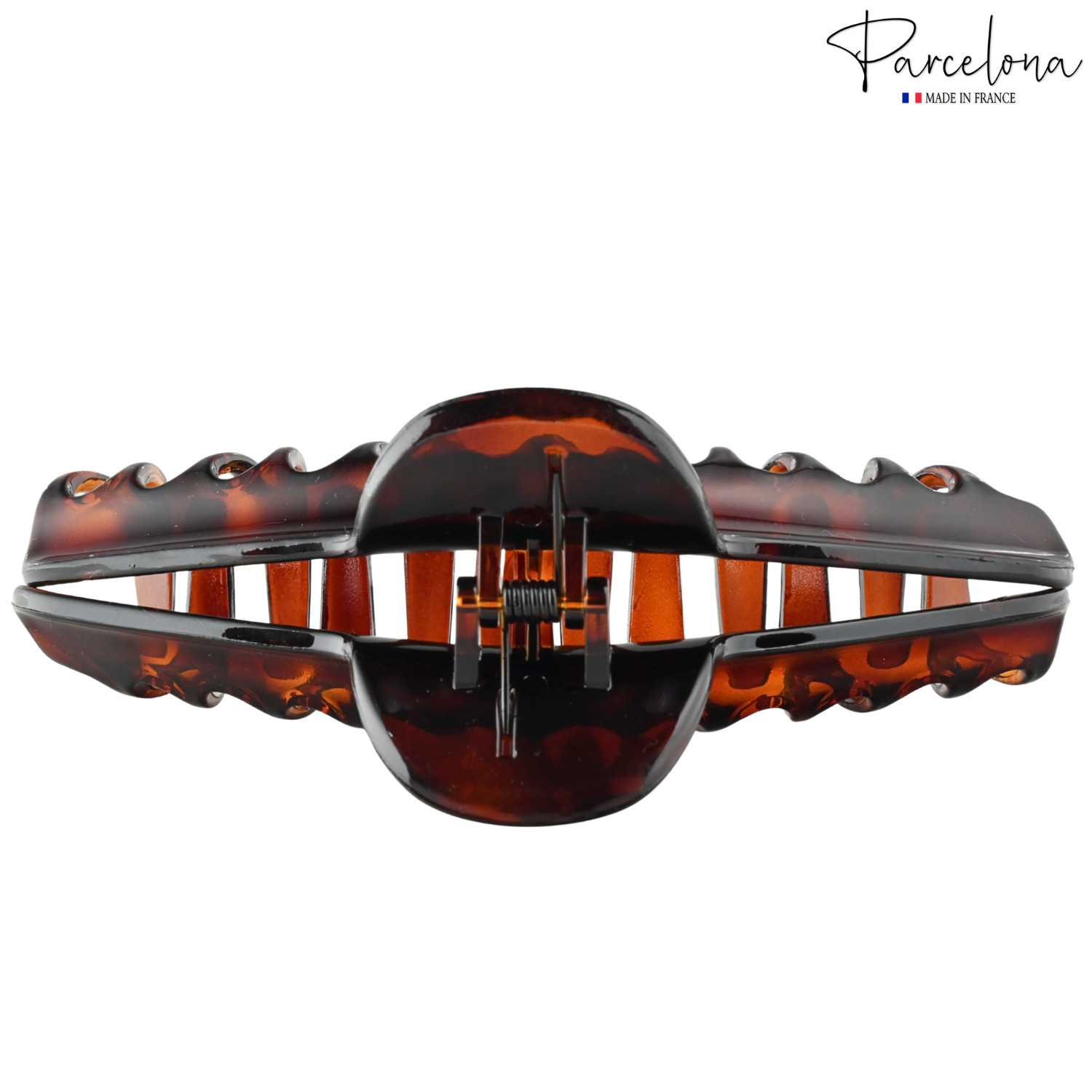 Parcelona French Curvy Large 5 Inches Long Celluloid Tortoise Shell Hair Claw