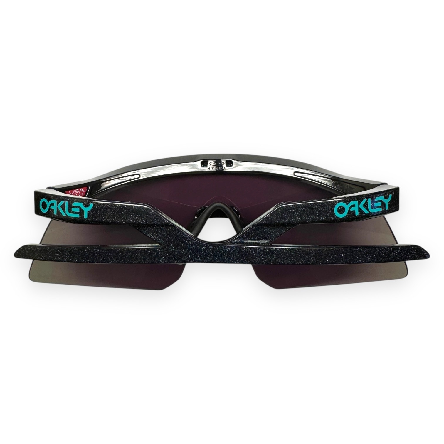 Oakley Hydra Sunglasses Polished Black on Shimmer Prizm Jade OO9229-1537 w/case