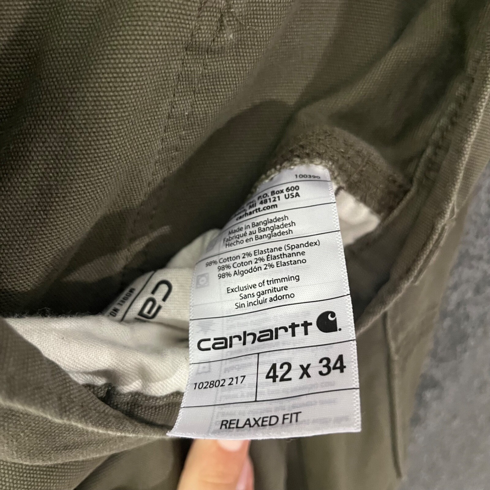Carhartt 102802-217 Tarmac Green Relaxed Fit Double Knee Work Trousers W42 L34
