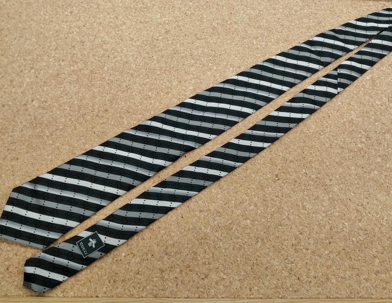 Gucci Tie Black X Beige 146cm Used