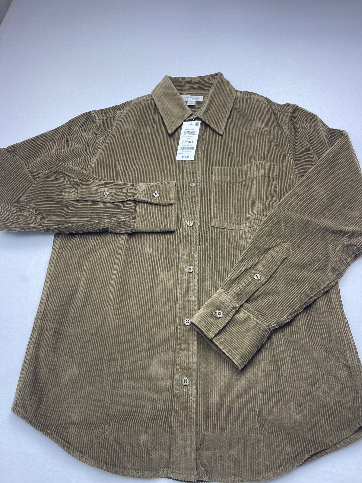 Sun & Stone Size Small Corduroy Shirt in Tan