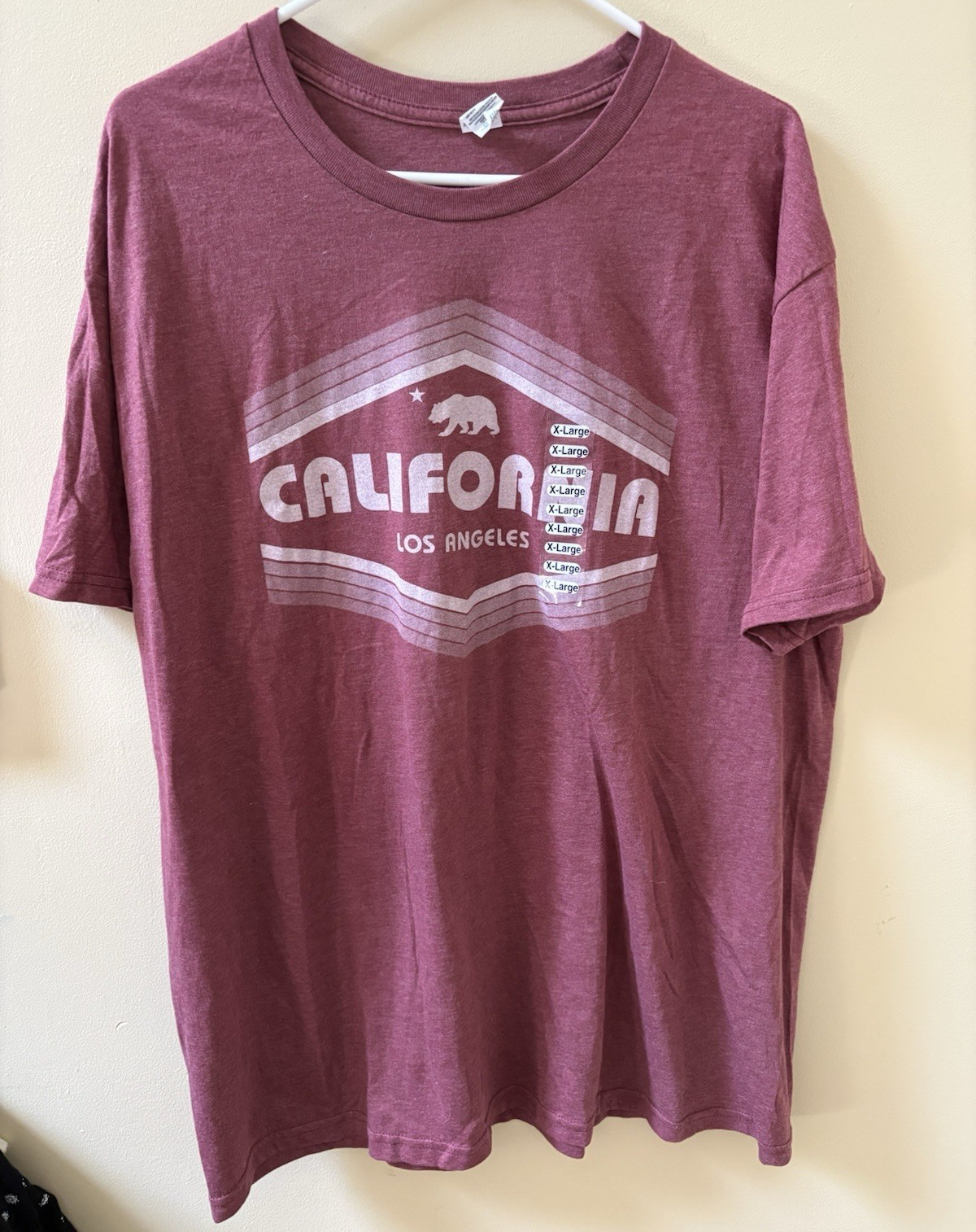 NWT Spectra California Los Angeles Bear Graphic Logo Maroon Crew Neck T-Shirt XL