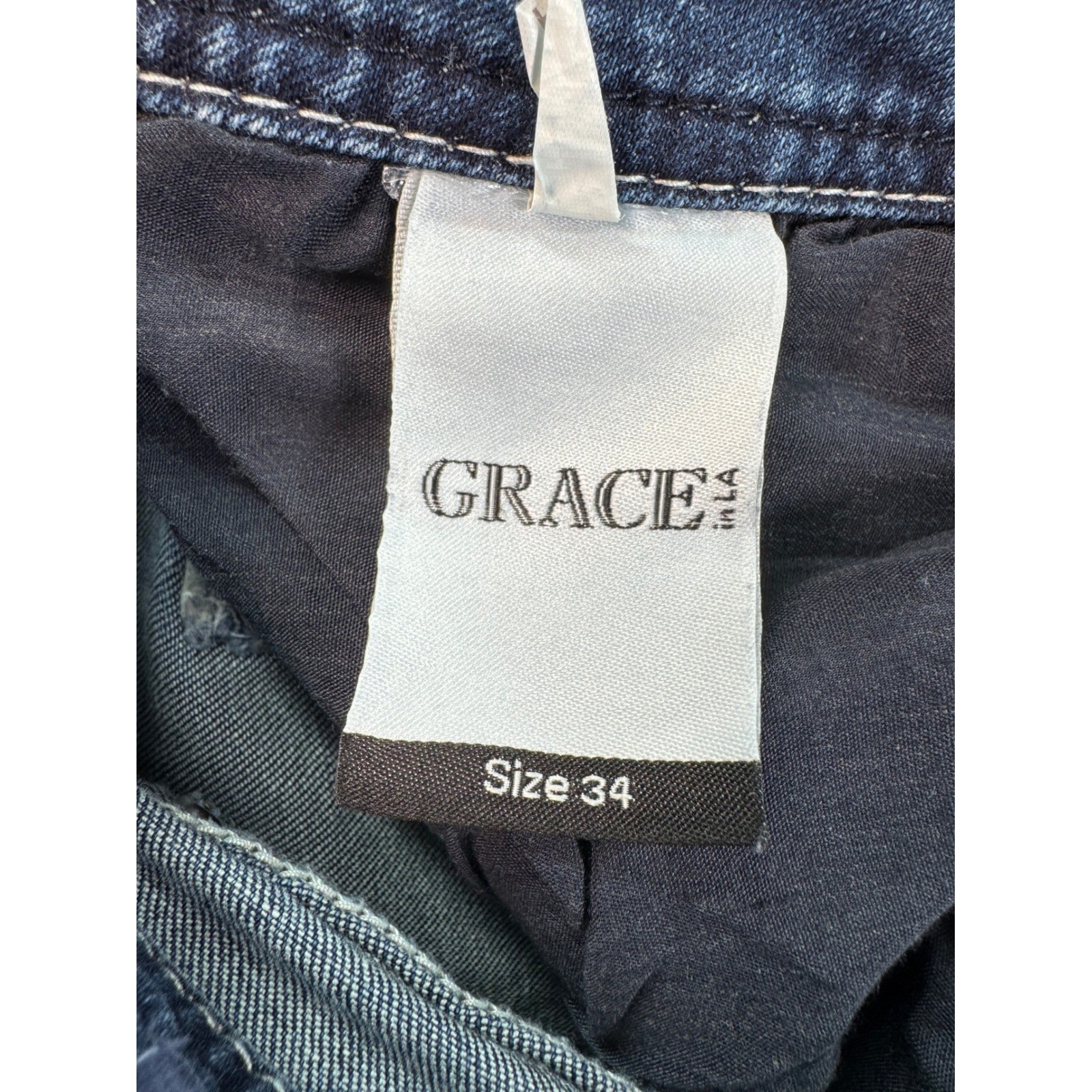 Grace in LA Easy Fit Embroidered Bootcut Jeans Dark Wash Size 34 Womens