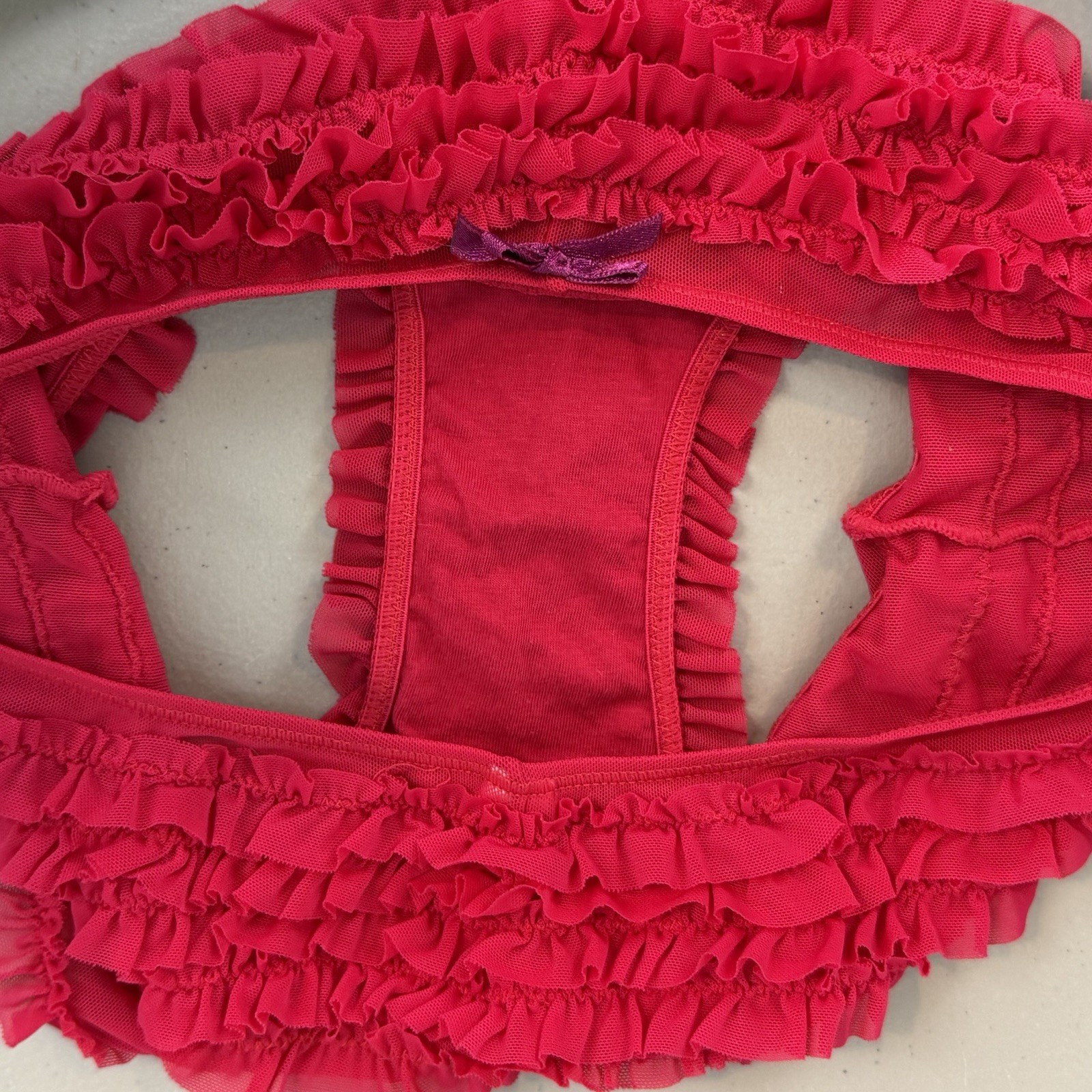 Xhilaration Intimates Medium Red Pink Mesh Ruffle Boyshort Panties NWOT