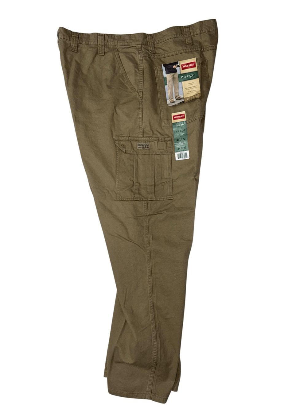NEW NWT Wrangler Cargo Pants Beige Tan 100% Cotton size 44 x 32 Loose Fit