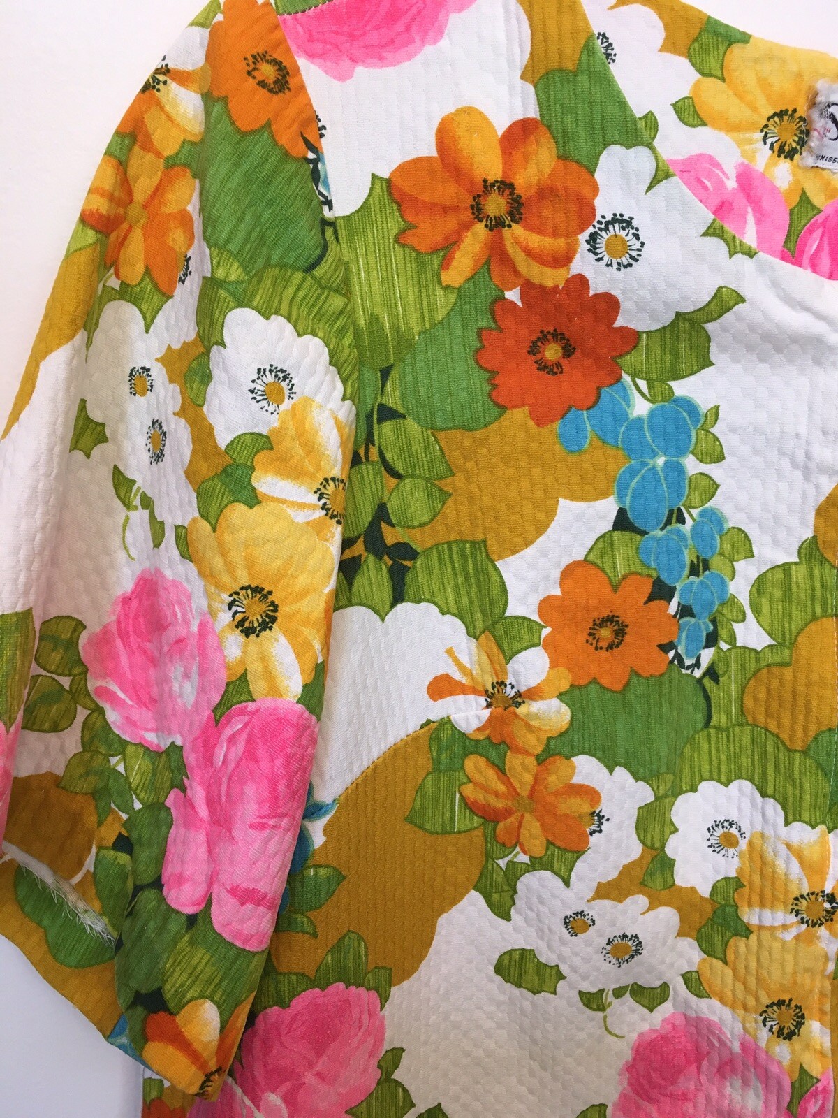Shaker Square by Bill Sims Vintage Housecoat Front Pockets Metal Zip 60s M/L