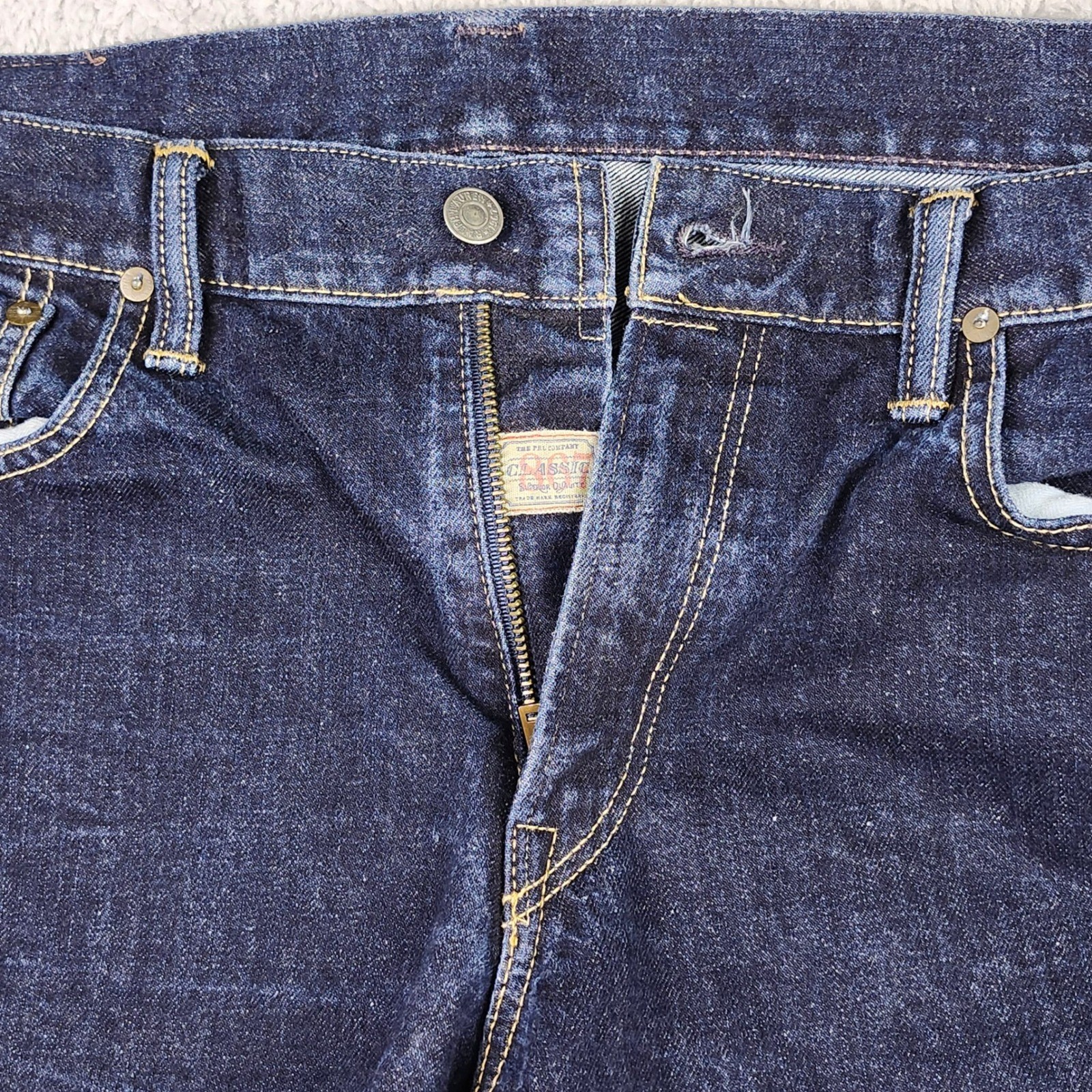 Polo Ralph Lauren Jeans Men 34×32 Dark Wash Straight Cotton Leather Patch Prep