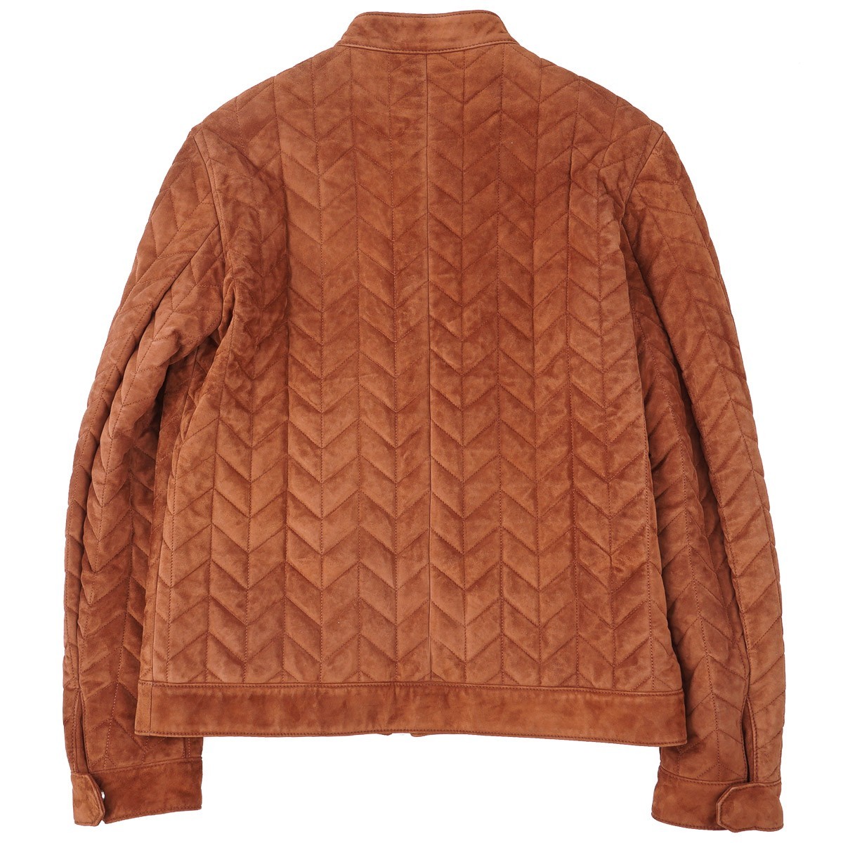Brett Johnson Rich Brown Quilted Calf Suede Leather Bomber Jacket L (Eu 52) NWT