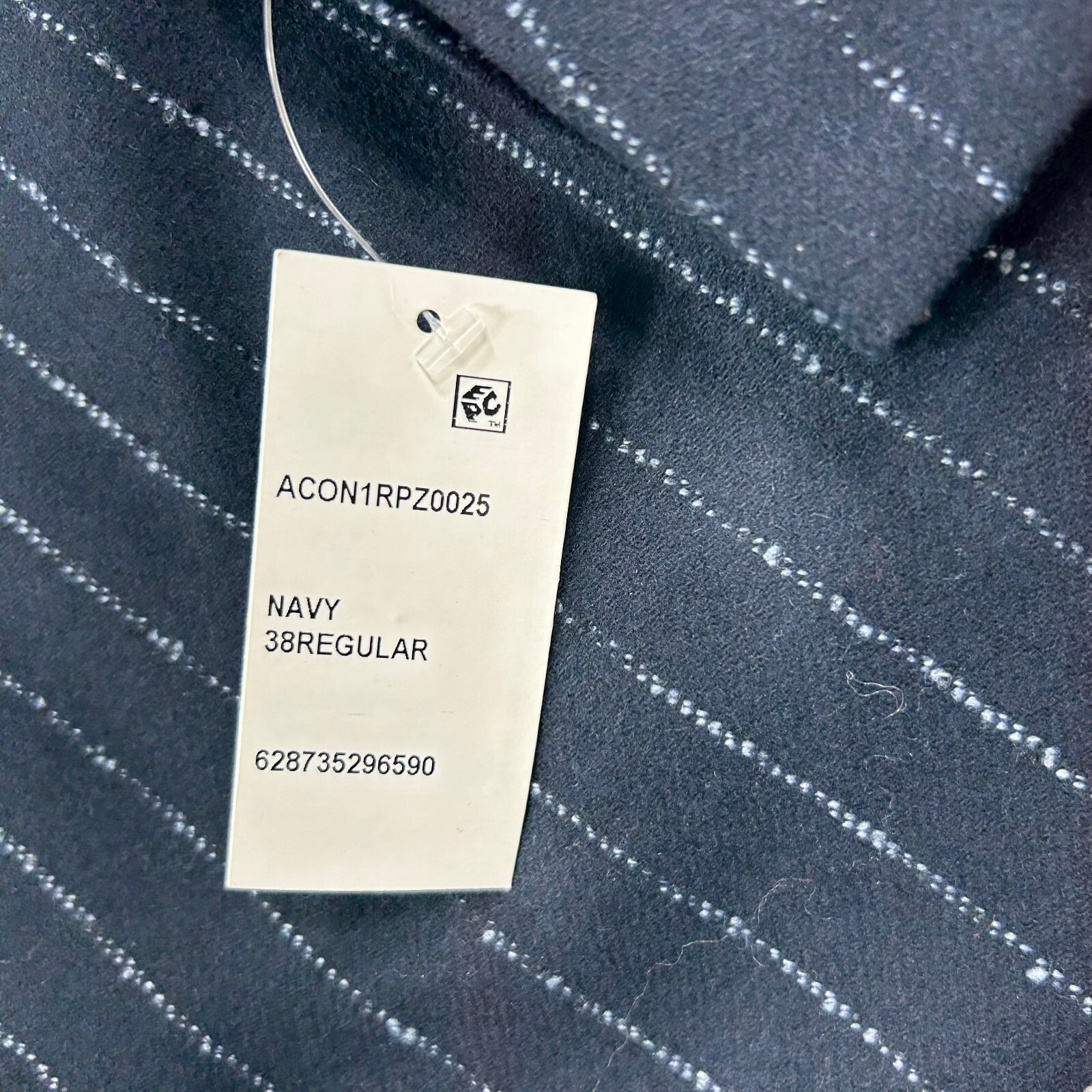 Tayion Collection Suit Jacket Mens 38R 38 Navy Blue Stripe Wool Stretch $425 NEW